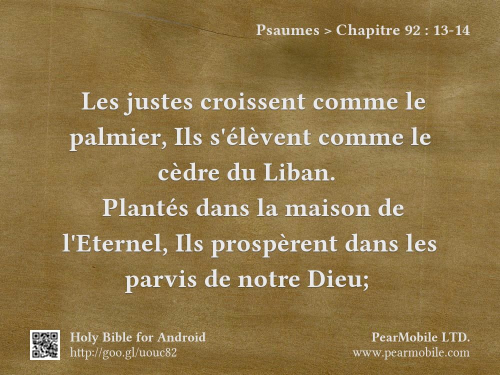Psaumes, Chapitre 92:13-14